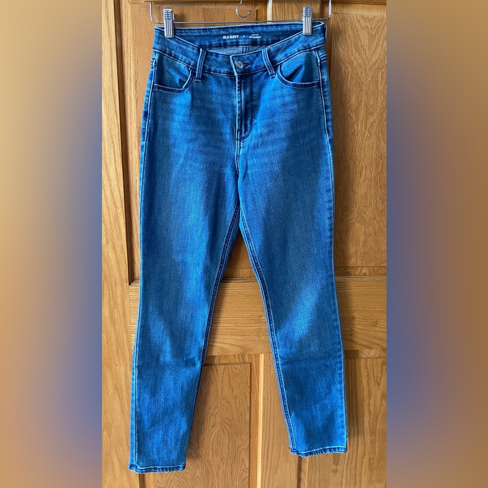 Old Navy Womens High Rise Straight Jeans Size 2 Medium Wash Blue Denim RN 54023